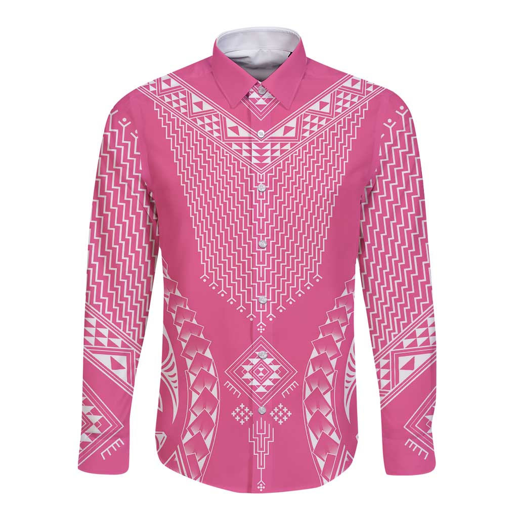 2025 Rugby Championship New Zealand Custom Long Sleeve Button Shirt Poutama Motifs - Pink Out - Aussie Hoodie
