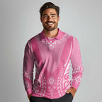2025 Rugby Championship New Zealand Custom Long Sleeve Polo Shirt Poutama Motifs - Pink Out - Aussie Hoodie