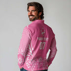 2025 Rugby Championship New Zealand Custom Long Sleeve Polo Shirt Poutama Motifs - Pink Out - Aussie Hoodie