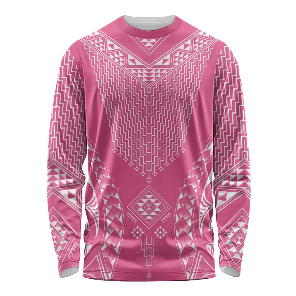 2025 Rugby Championship New Zealand Custom Long Sleeve Shirt Poutama Motifs - Pink Out - Aussie Hoodie