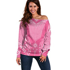 2025 Rugby Championship New Zealand Custom Off Shoulder Sweater Poutama Motifs - Pink Out - Aussie Hoodie