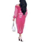2025 Rugby Championship New Zealand Custom Off The Shoulder Long Sleeve Dress Poutama Motifs - Pink Out - Aussie Hoodie