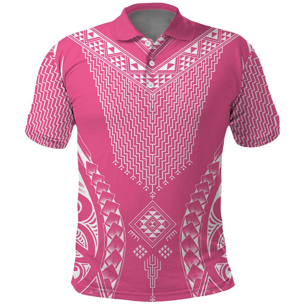 2025 Rugby Championship New Zealand Custom Polo Shirt Poutama Motifs - Pink Out - Aussie Hoodie