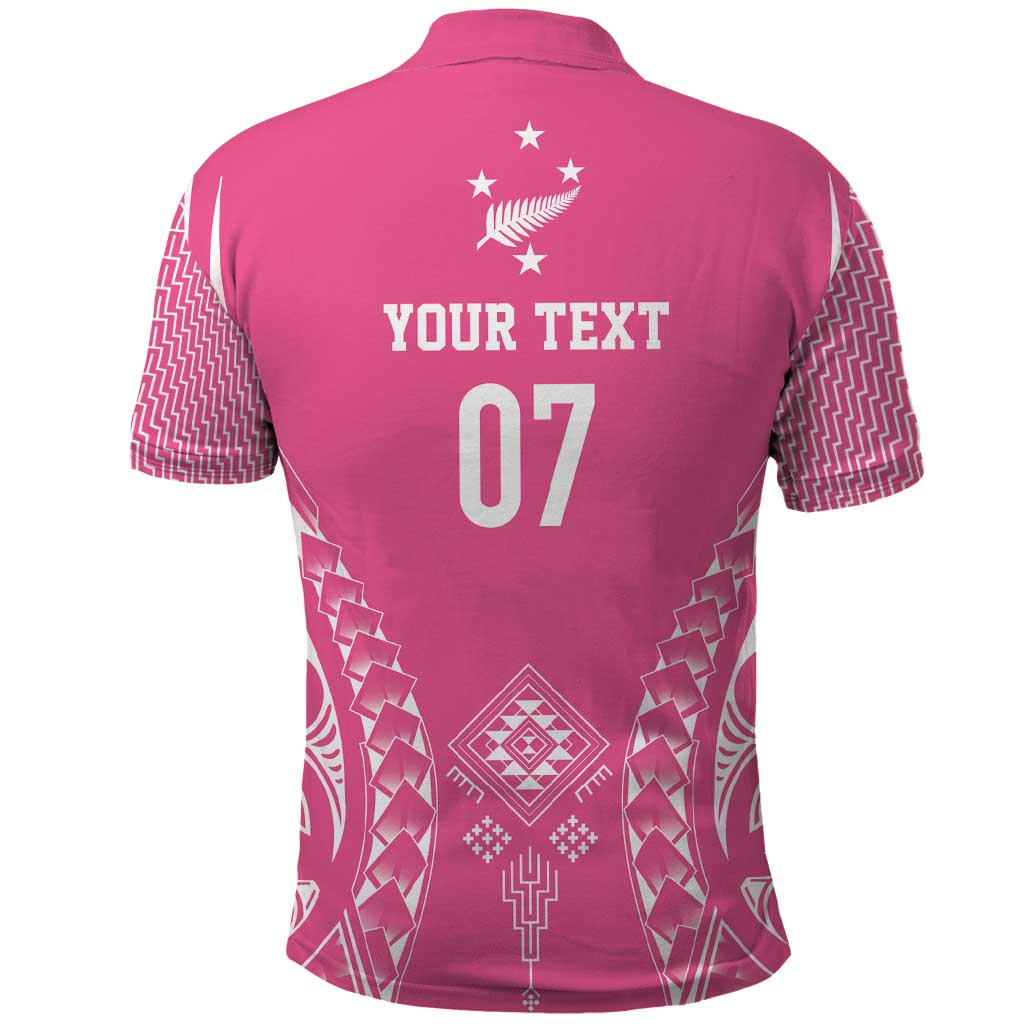 2025 Rugby Championship New Zealand Custom Polo Shirt Poutama Motifs - Pink Out - Aussie Hoodie