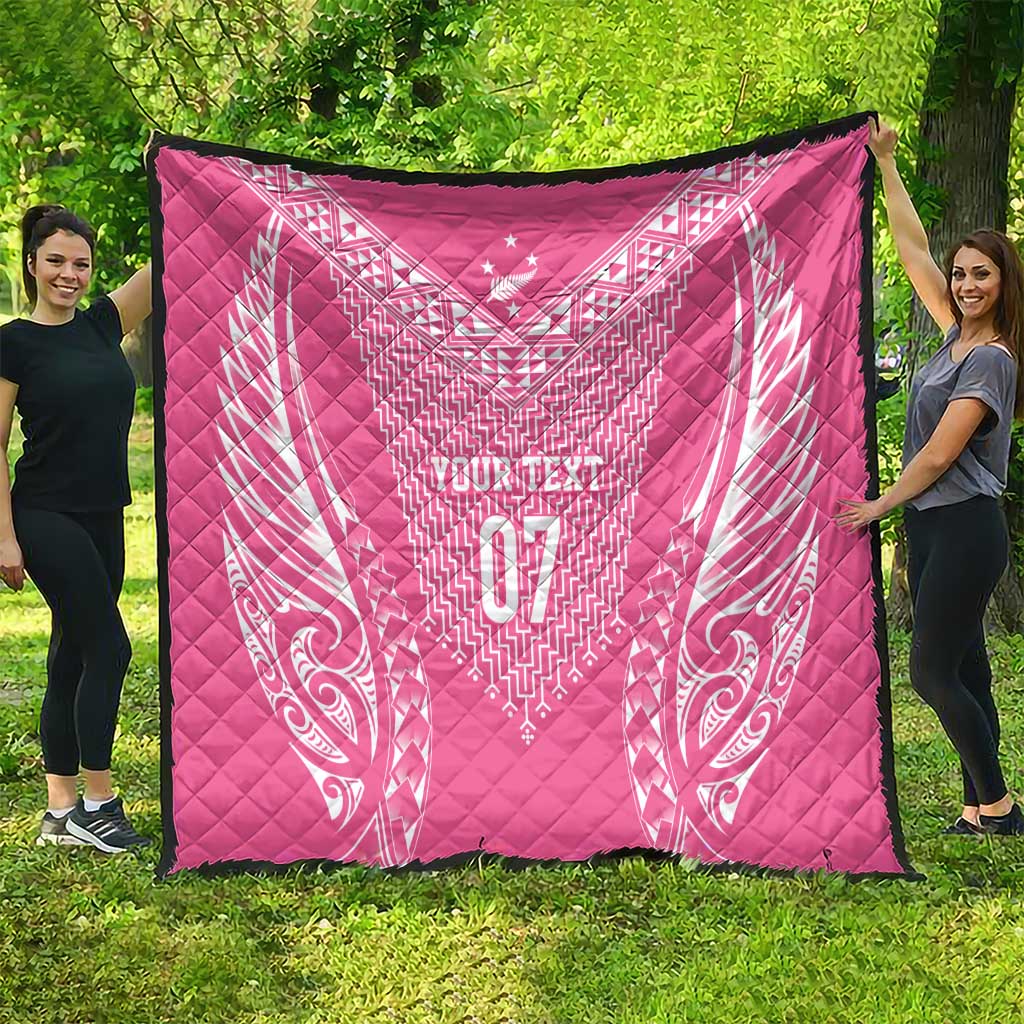 2025 Rugby Championship New Zealand Custom Quilt Poutama Motifs - Pink Out - Aussie Hoodie