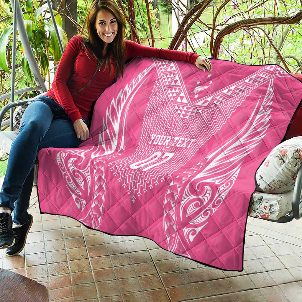 2025 Rugby Championship New Zealand Custom Quilt Poutama Motifs - Pink Out - Aussie Hoodie
