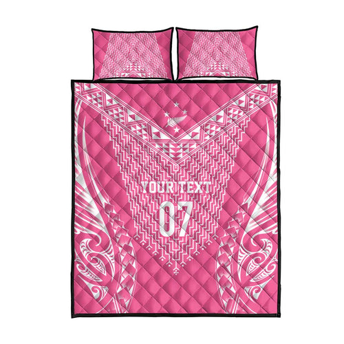 2025 Rugby Championship New Zealand Custom Quilt Bed Set Poutama Motifs - Pink Out - Aussie Hoodie