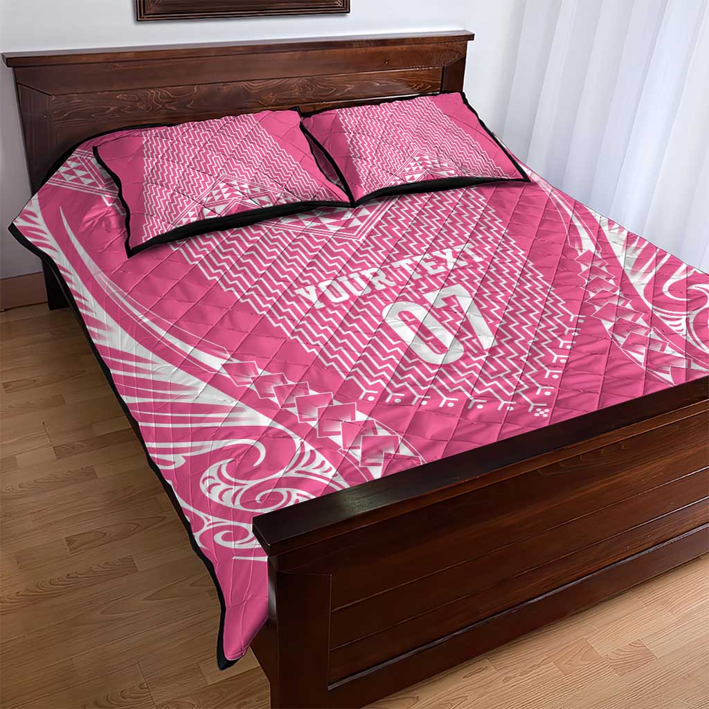 2025 Rugby Championship New Zealand Custom Quilt Bed Set Poutama Motifs - Pink Out - Aussie Hoodie