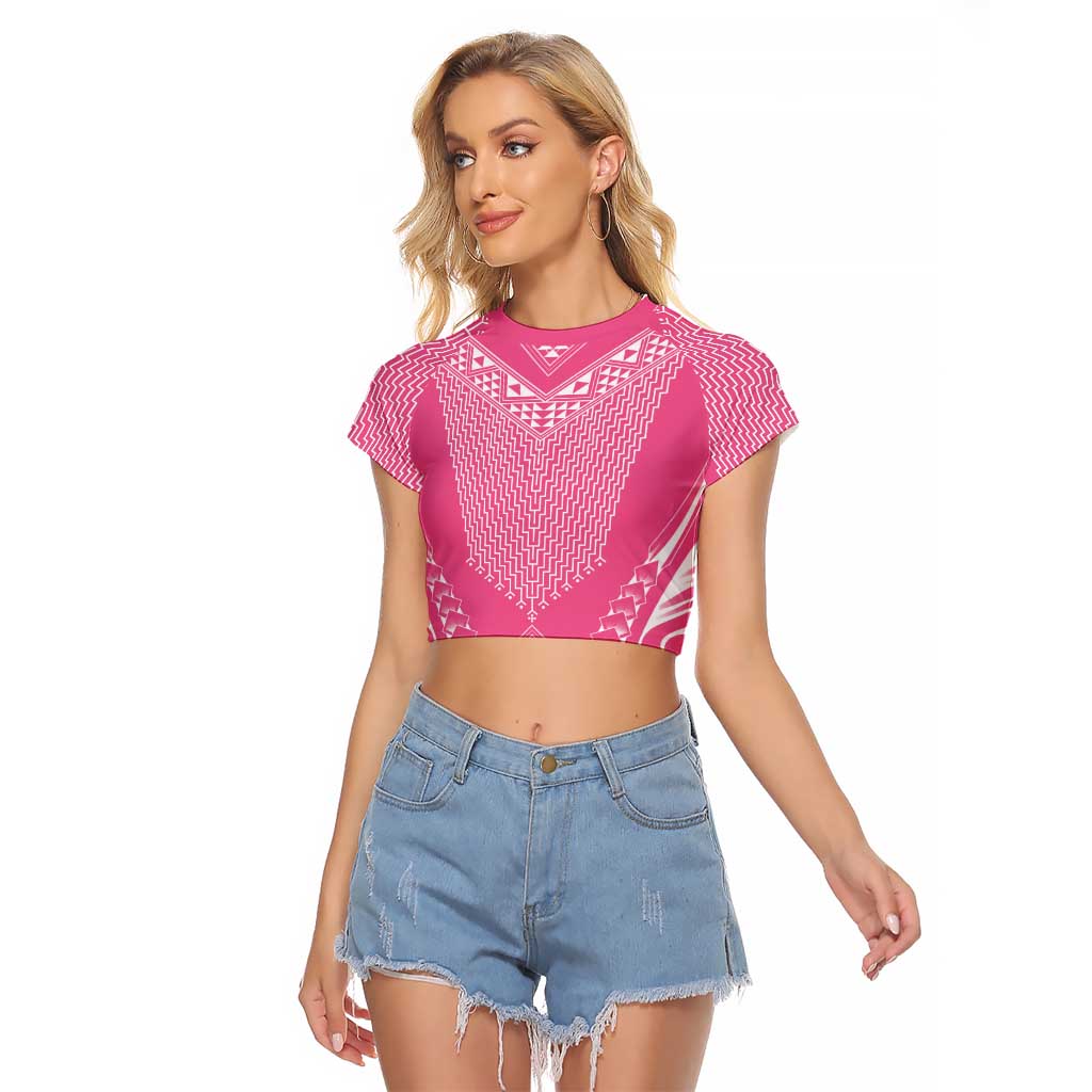 2025 Rugby Championship New Zealand Custom Raglan Cropped T Shirt Poutama Motifs - Pink Out - Aussie Hoodie
