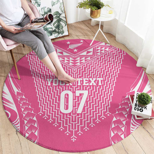 2025 Rugby Championship New Zealand Custom Round Carpet Poutama Motifs - Pink Out - Aussie Hoodie