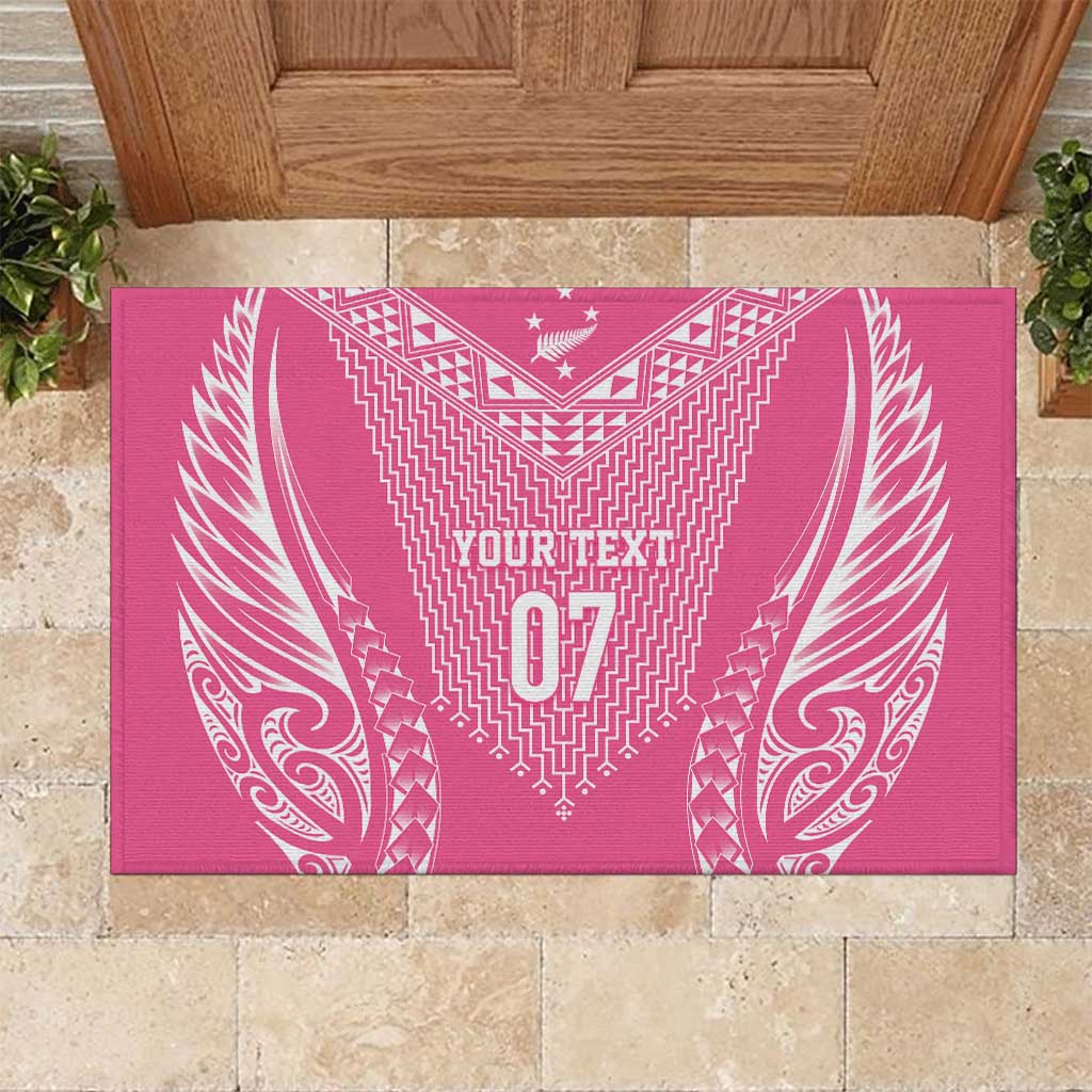 2025 Rugby Championship New Zealand Custom Rubber Doormat Poutama Motifs - Pink Out - Aussie Hoodie
