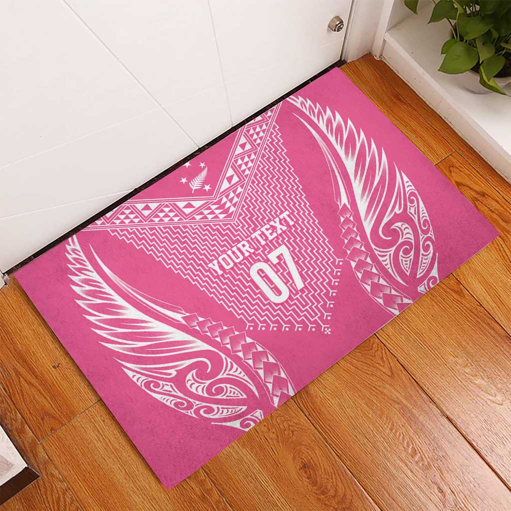 2025 Rugby Championship New Zealand Custom Rubber Doormat Poutama Motifs - Pink Out - Aussie Hoodie