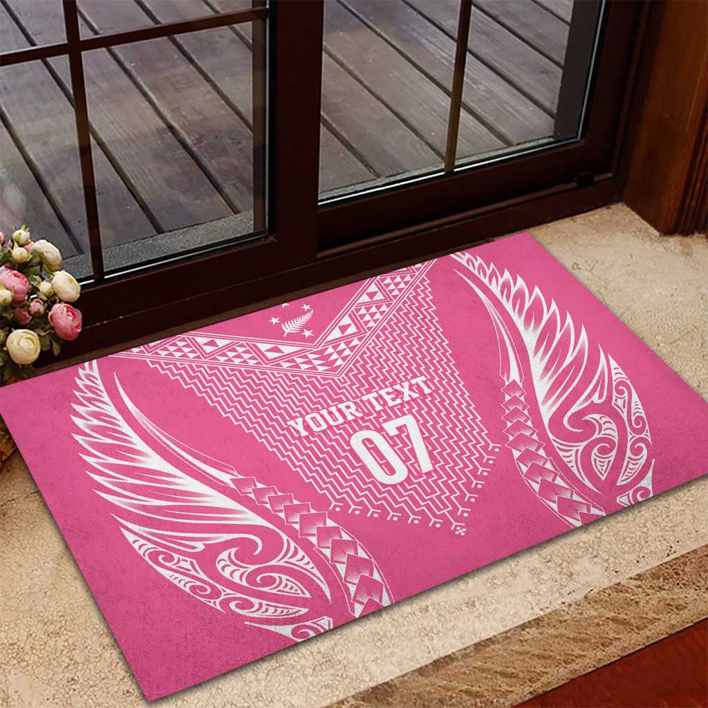 2025 Rugby Championship New Zealand Custom Rubber Doormat Poutama Motifs - Pink Out - Aussie Hoodie