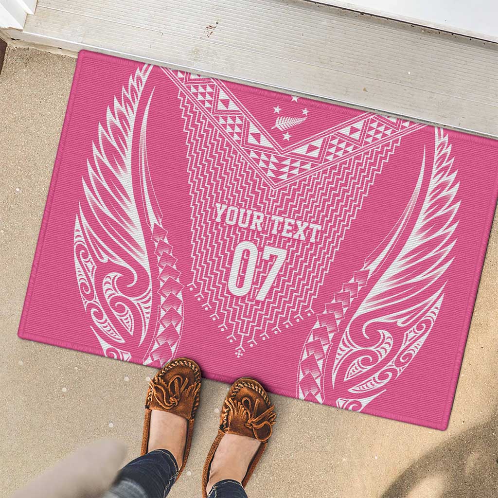 2025 Rugby Championship New Zealand Custom Rubber Doormat Poutama Motifs - Pink Out - Aussie Hoodie