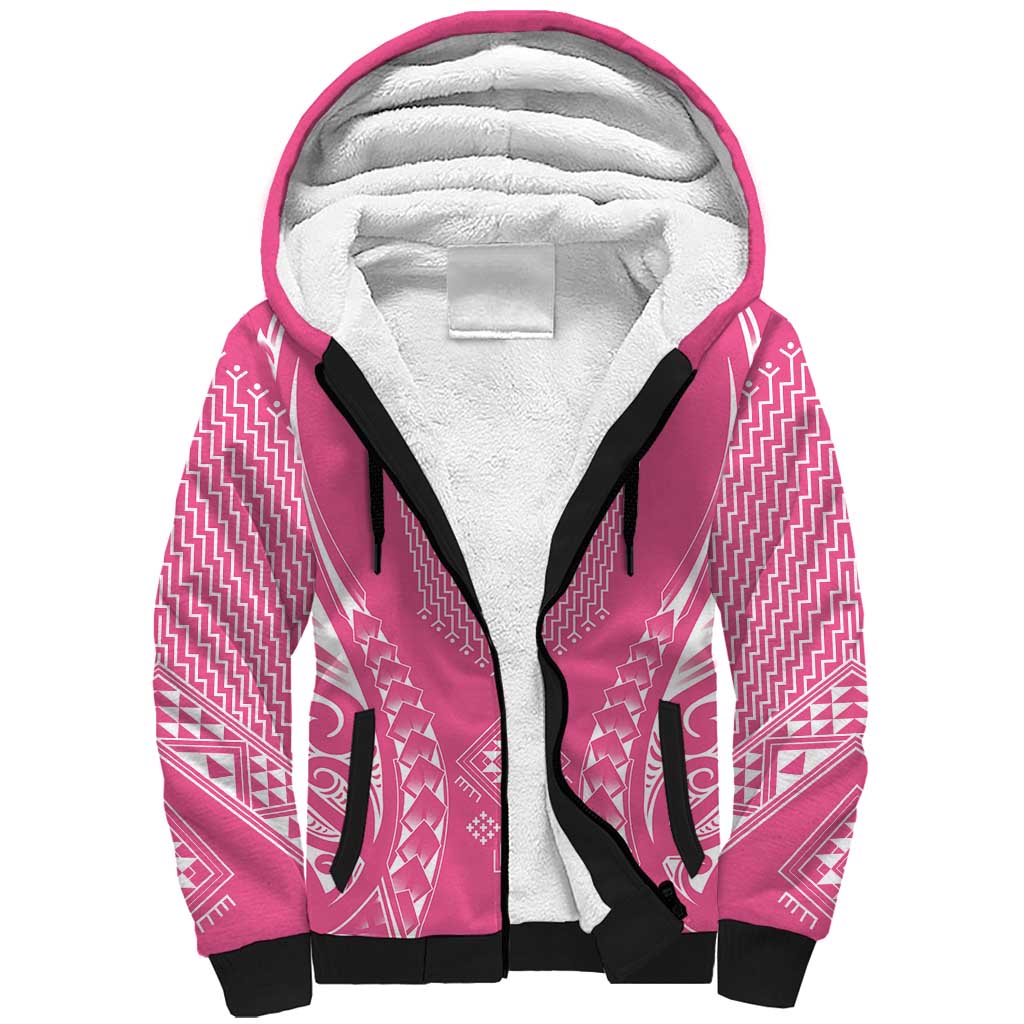 2025 Rugby Championship New Zealand Custom Sherpa Hoodie Poutama Motifs - Pink Out - Aussie Hoodie