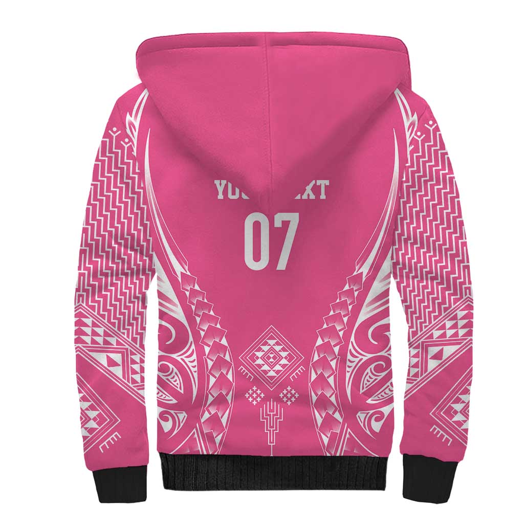 2025 Rugby Championship New Zealand Custom Sherpa Hoodie Poutama Motifs - Pink Out - Aussie Hoodie