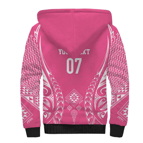 2025 Rugby Championship New Zealand Custom Sherpa Hoodie Poutama Motifs - Pink Out - Aussie Hoodie
