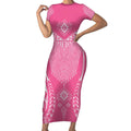 2025 Rugby Championship New Zealand Custom Short Sleeve Bodycon Dress Poutama Motifs - Pink Out - Aussie Hoodie