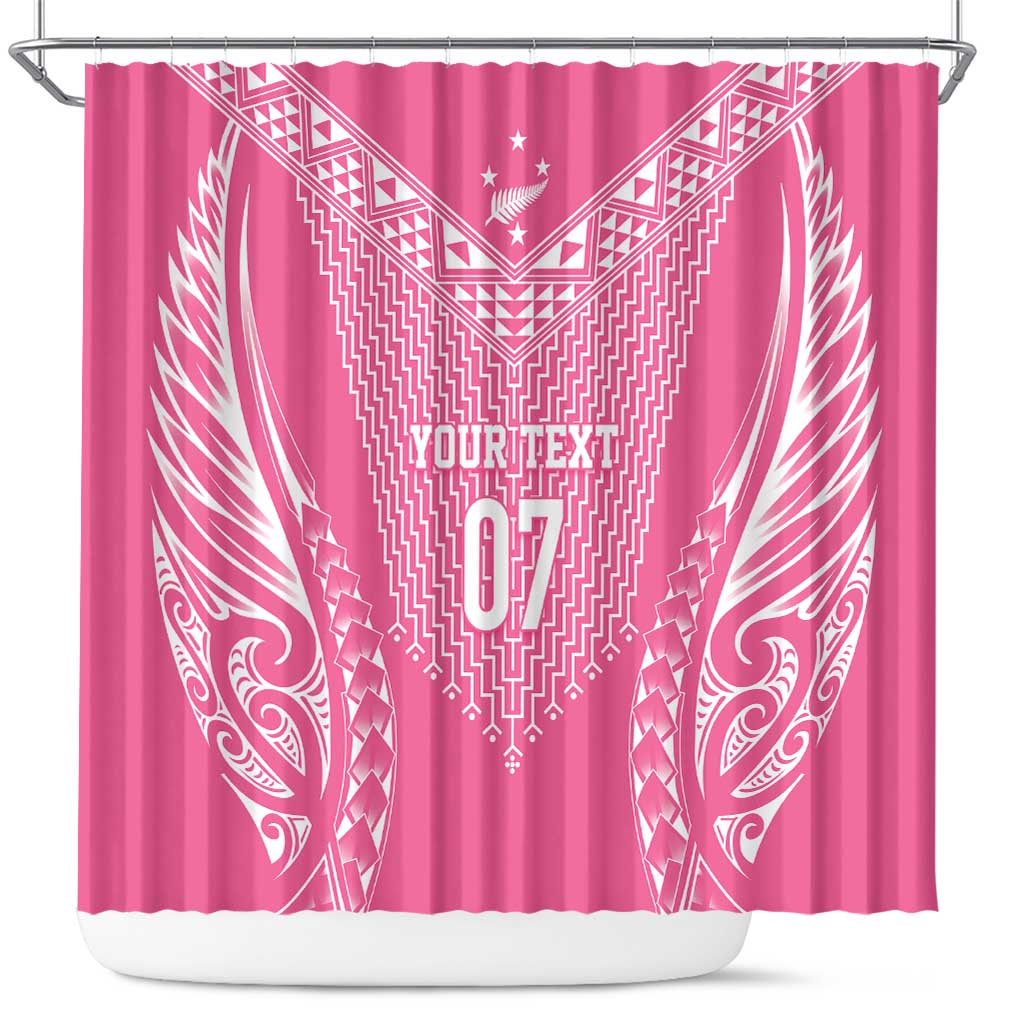 2025 Rugby Championship New Zealand Custom Shower Curtain Poutama Motifs - Pink Out - Aussie Hoodie