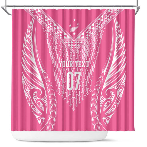 2025 Rugby Championship New Zealand Custom Shower Curtain Poutama Motifs - Pink Out - Aussie Hoodie