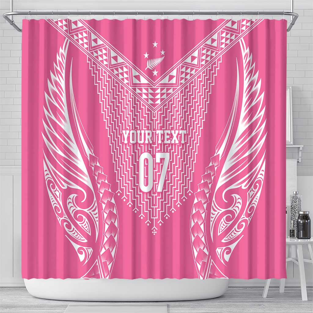 2025 Rugby Championship New Zealand Custom Shower Curtain Poutama Motifs - Pink Out - Aussie Hoodie