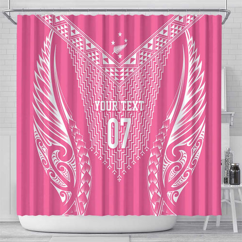 2025 Rugby Championship New Zealand Custom Shower Curtain Poutama Motifs - Pink Out - Aussie Hoodie