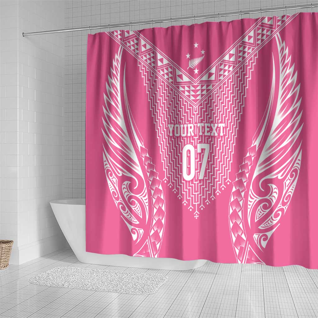 2025 Rugby Championship New Zealand Custom Shower Curtain Poutama Motifs - Pink Out - Aussie Hoodie