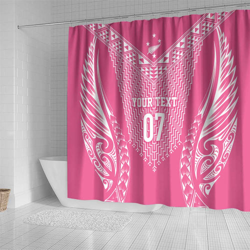 2025 Rugby Championship New Zealand Custom Shower Curtain Poutama Motifs - Pink Out - Aussie Hoodie