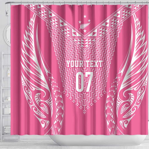2025 Rugby Championship New Zealand Custom Shower Curtain Poutama Motifs - Pink Out - Aussie Hoodie