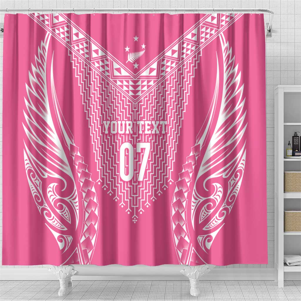 2025 Rugby Championship New Zealand Custom Shower Curtain Poutama Motifs - Pink Out - Aussie Hoodie