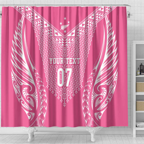 2025 Rugby Championship New Zealand Custom Shower Curtain Poutama Motifs - Pink Out - Aussie Hoodie