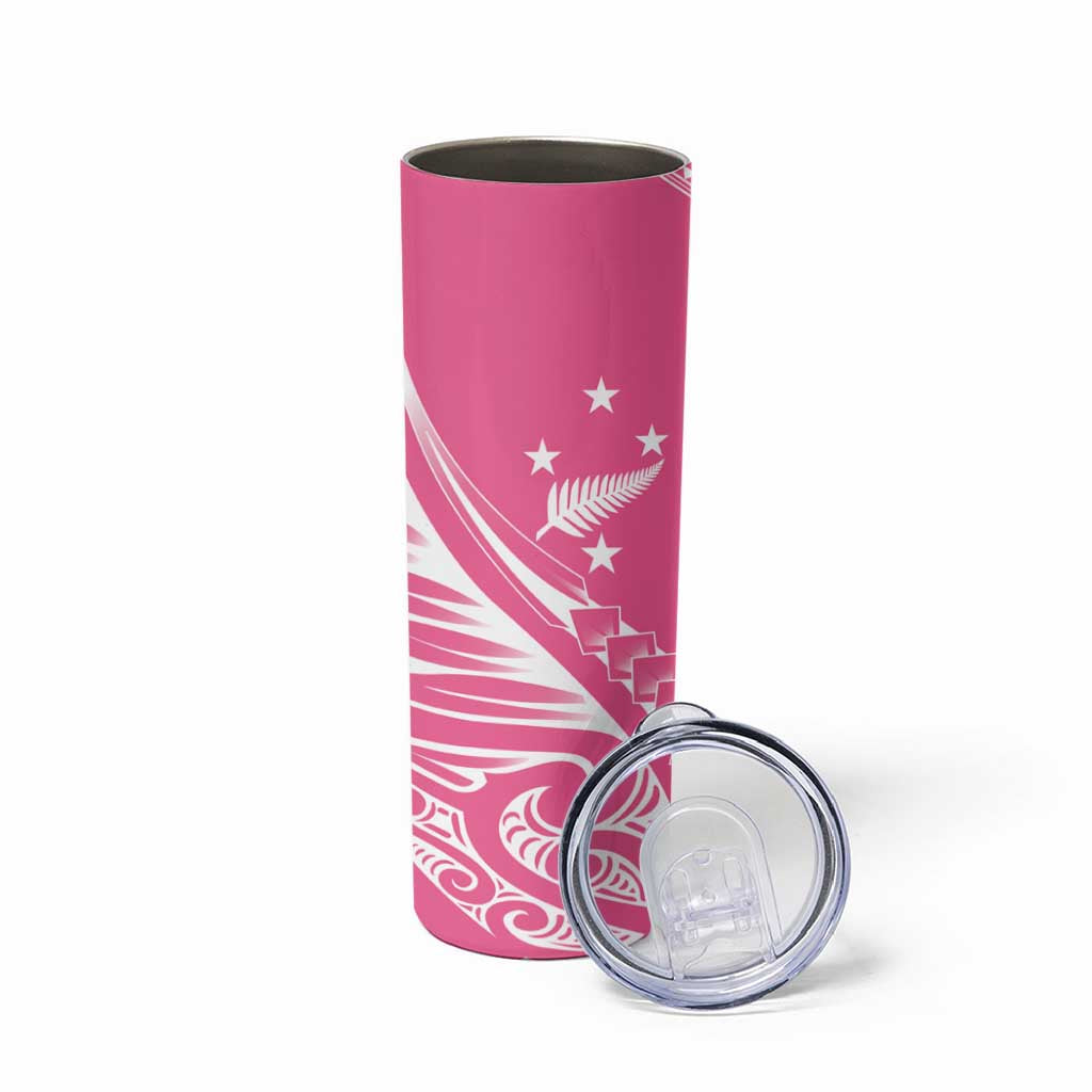 2025 Rugby Championship New Zealand Custom Skinny Tumbler Poutama Motifs - Pink Out - Aussie Hoodie