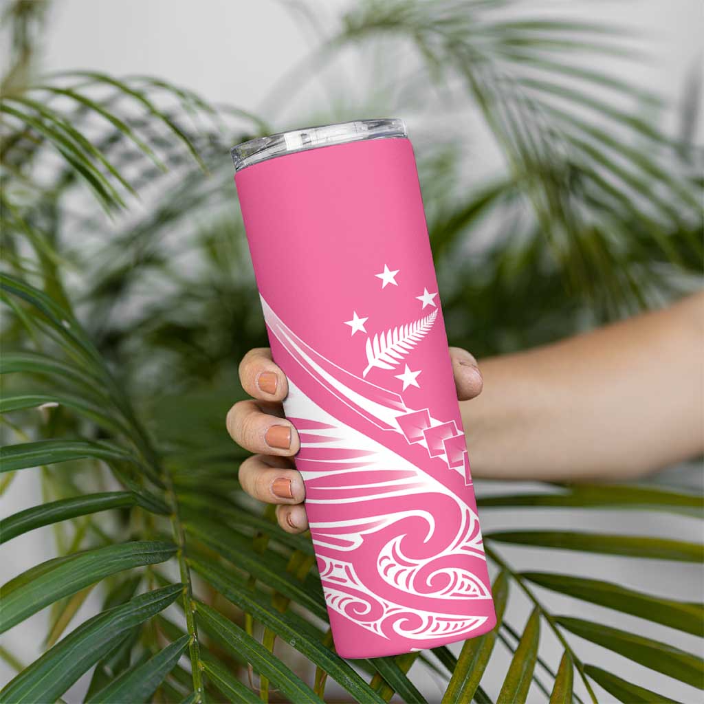 2025 Rugby Championship New Zealand Custom Skinny Tumbler Poutama Motifs - Pink Out - Aussie Hoodie