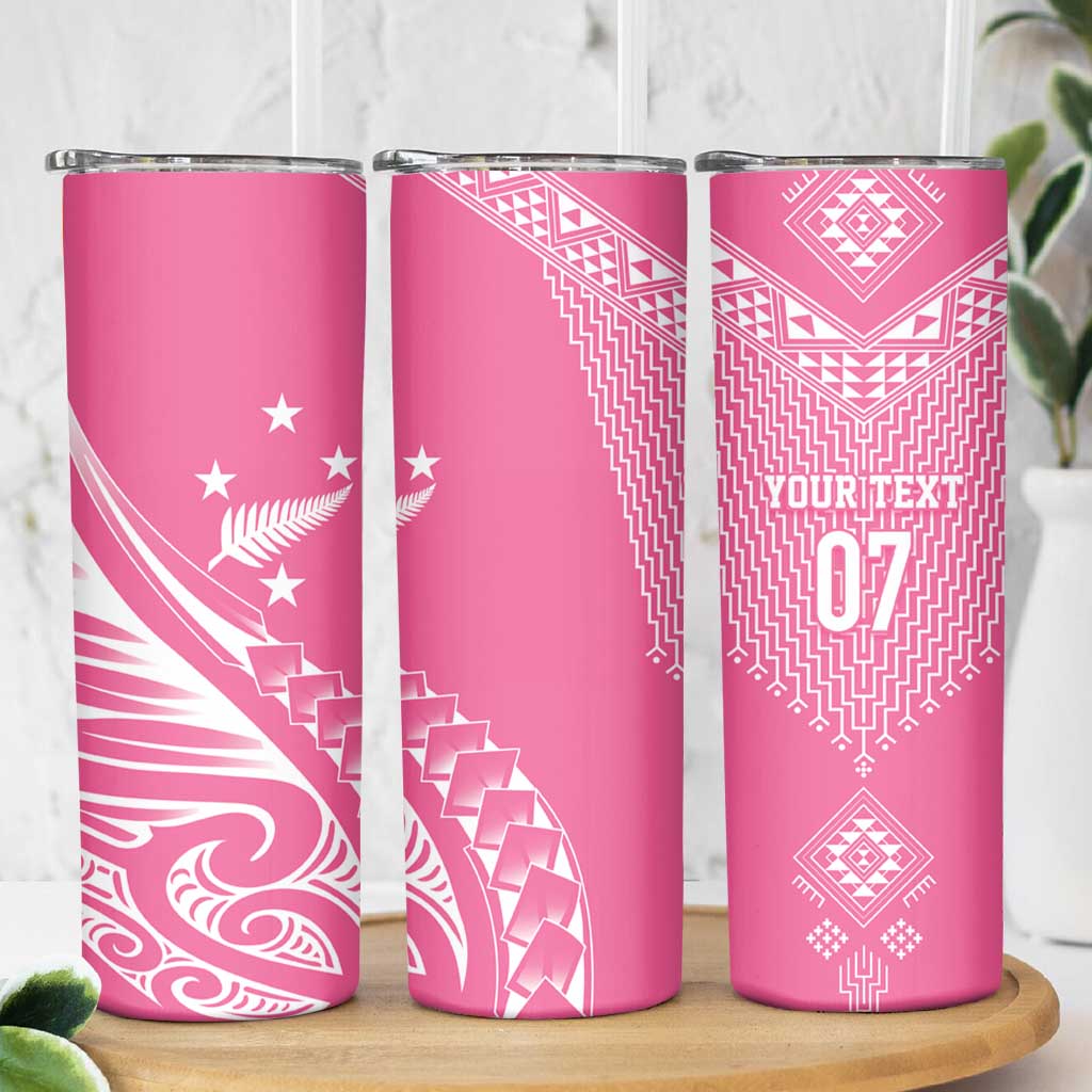 2025 Rugby Championship New Zealand Custom Skinny Tumbler Poutama Motifs - Pink Out - Aussie Hoodie