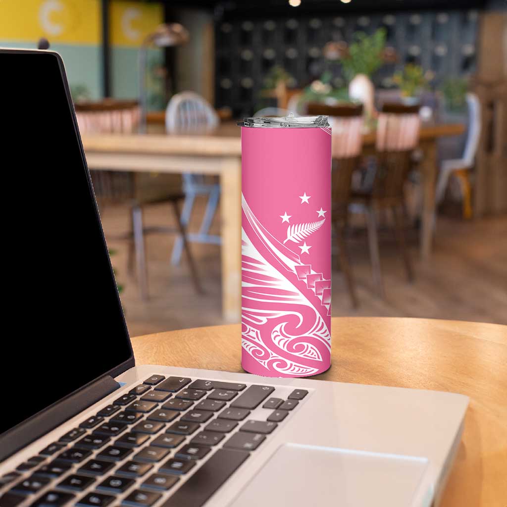 2025 Rugby Championship New Zealand Custom Skinny Tumbler Poutama Motifs - Pink Out - Aussie Hoodie