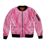 2025 Rugby Championship New Zealand Custom Sleeve Zip Bomber Jacket Poutama Motifs - Pink Out - Aussie Hoodie