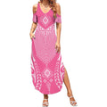 2025 Rugby Championship New Zealand Custom Summer Maxi Dress Poutama Motifs - Pink Out - Aussie Hoodie