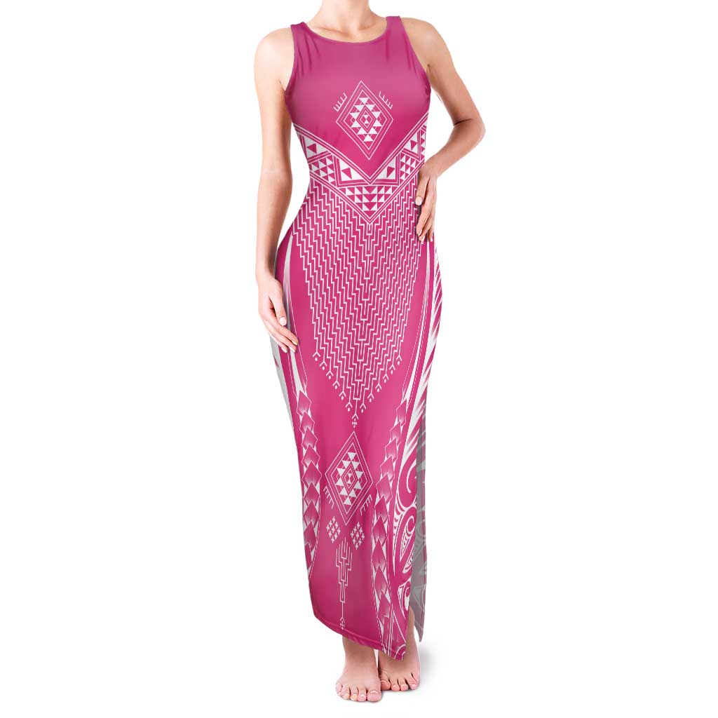 2025 Rugby Championship New Zealand Custom Tank Maxi Dress Poutama Motifs - Pink Out - Aussie Hoodie