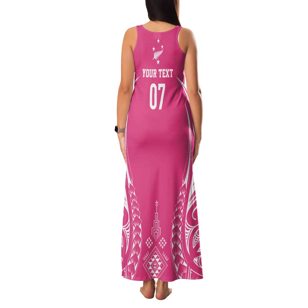 2025 Rugby Championship New Zealand Custom Tank Maxi Dress Poutama Motifs - Pink Out - Aussie Hoodie