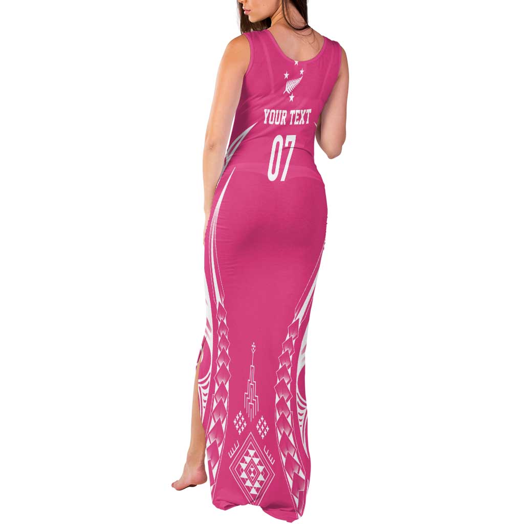 2025 Rugby Championship New Zealand Custom Tank Maxi Dress Poutama Motifs - Pink Out - Aussie Hoodie