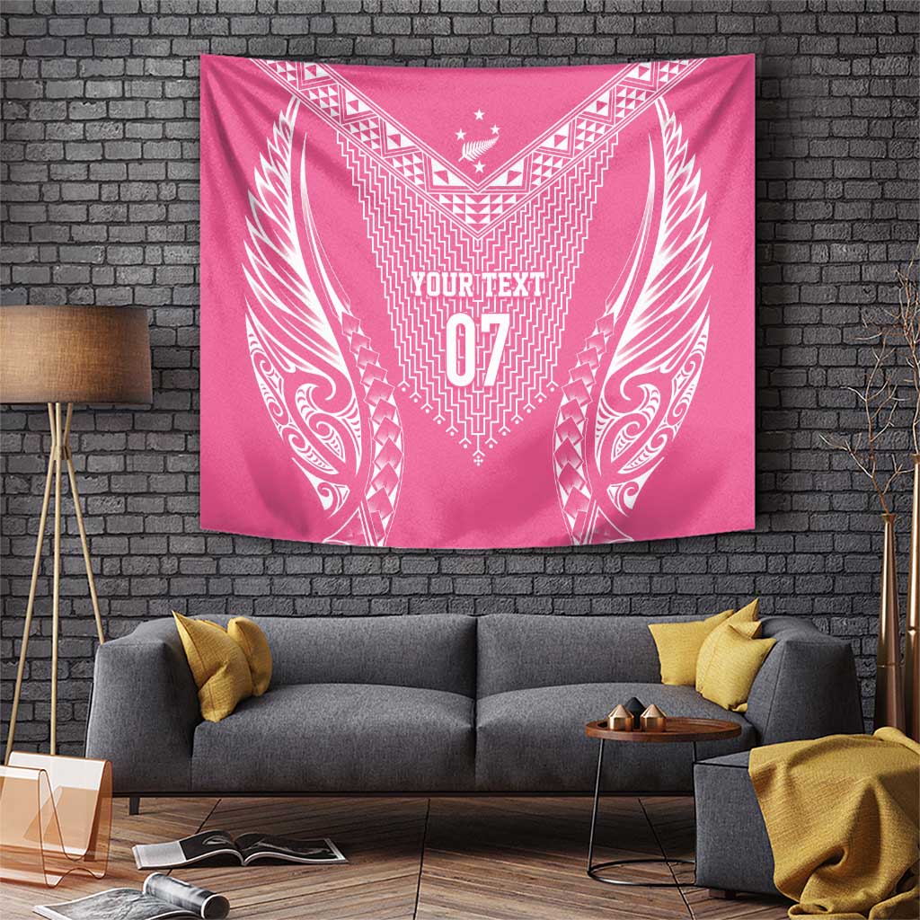 2025 Rugby Championship New Zealand Custom Tapestry Poutama Motifs - Pink Out - Aussie Hoodie
