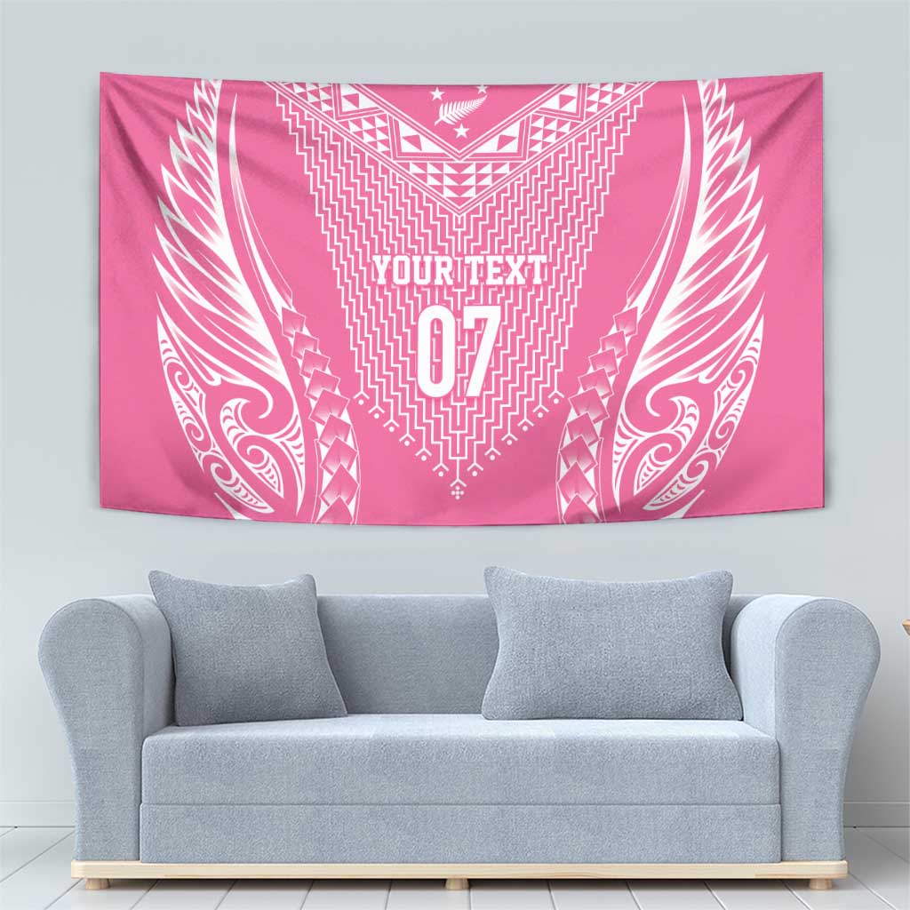 2025 Rugby Championship New Zealand Custom Tapestry Poutama Motifs - Pink Out - Aussie Hoodie