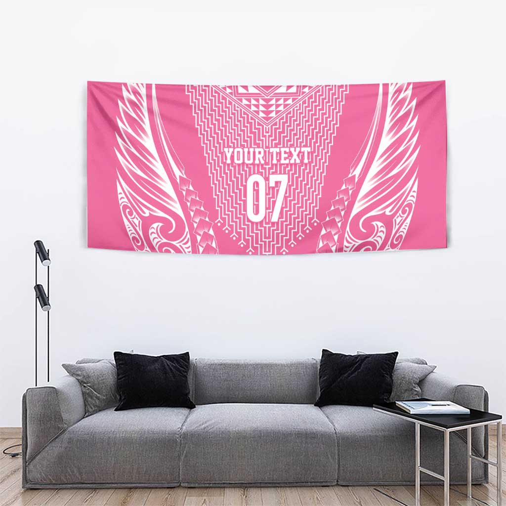 2025 Rugby Championship New Zealand Custom Tapestry Poutama Motifs - Pink Out - Aussie Hoodie