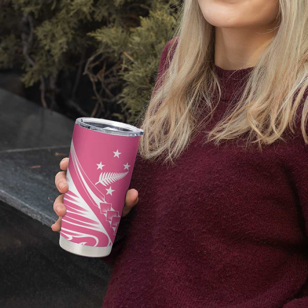 2025 Rugby Championship New Zealand Custom Tumbler Cup Poutama Motifs - Pink Out - Aussie Hoodie