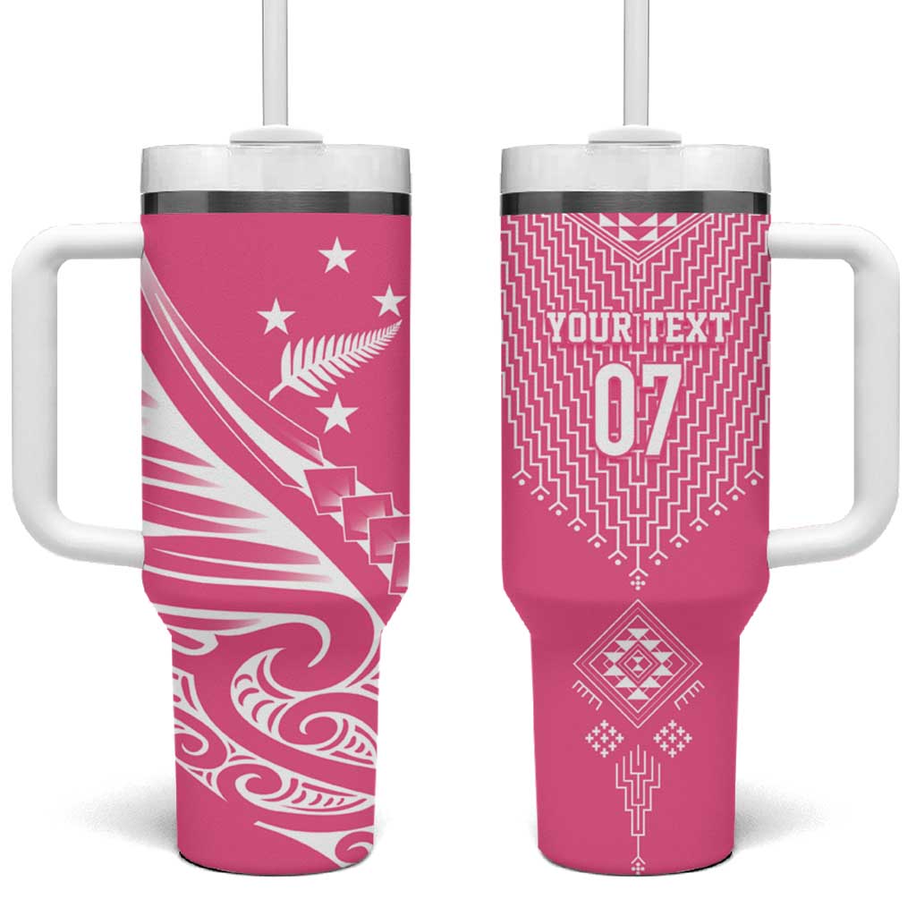 2025 Rugby Championship New Zealand Custom Tumbler With Handle Poutama Motifs - Pink Out - Aussie Hoodie