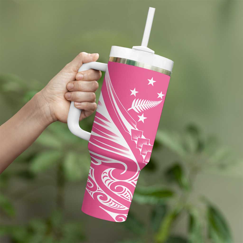 2025 Rugby Championship New Zealand Custom Tumbler With Handle Poutama Motifs - Pink Out - Aussie Hoodie
