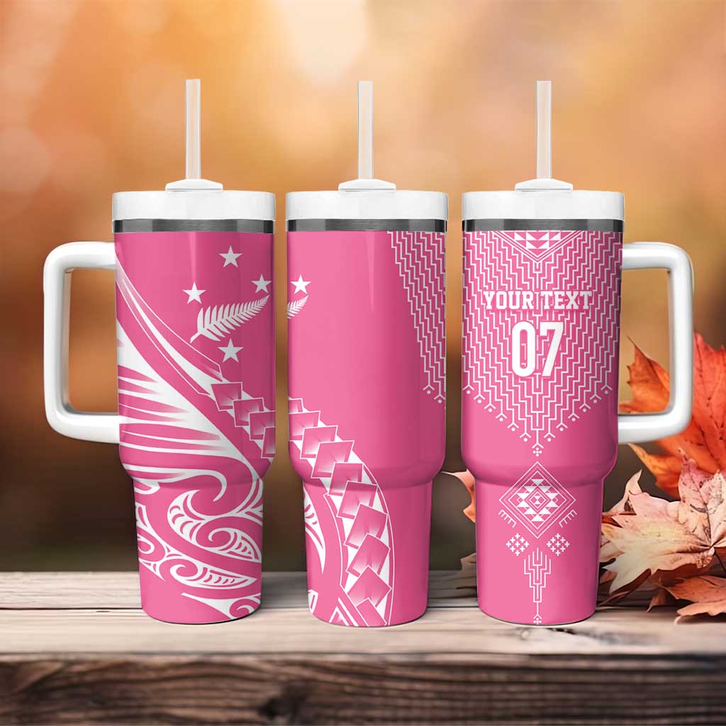 2025 Rugby Championship New Zealand Custom Tumbler With Handle Poutama Motifs - Pink Out - Aussie Hoodie