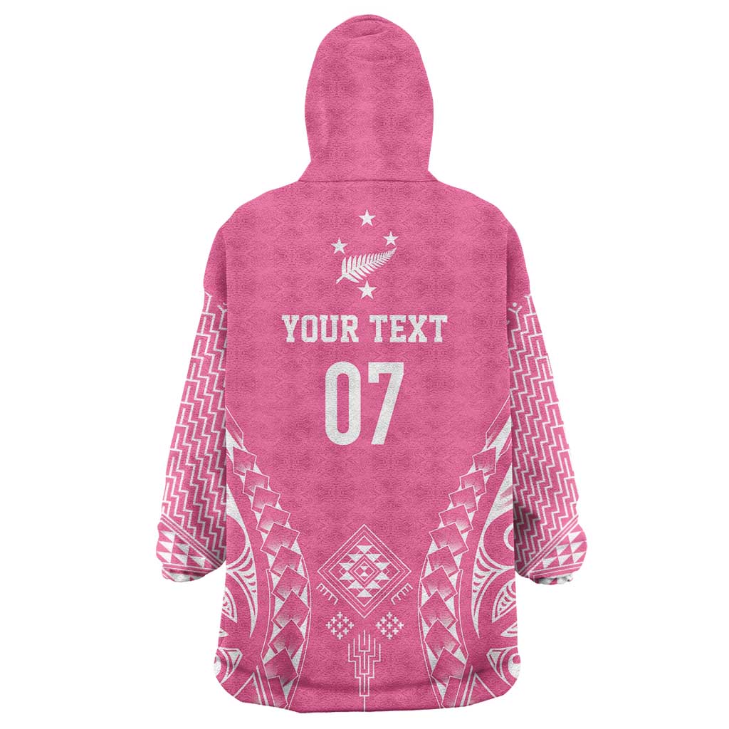 2025 Rugby Championship New Zealand Custom Wearable Blanket Hoodie Poutama Motifs - Pink Out - Aussie Hoodie
