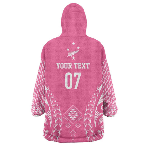 2025 Rugby Championship New Zealand Custom Wearable Blanket Hoodie Poutama Motifs - Pink Out - Aussie Hoodie