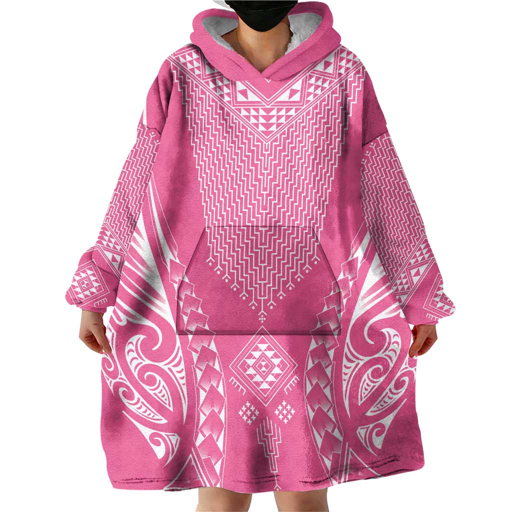 2025 Rugby Championship New Zealand Custom Wearable Blanket Hoodie Poutama Motifs - Pink Out - Aussie Hoodie
